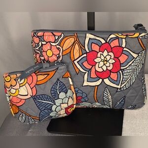 Vera Bradly MakeUp Pouches in the "Tropical Evening" pattern. EUC